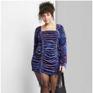 NWT LARGE Wild Fable Princess Polly Velvet Bodycon Blue & Purple Dress